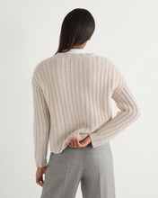 Load image into Gallery viewer, N.Peal Women&#39;s Statement Rib V Neck Cashmere Jumper Frost White
