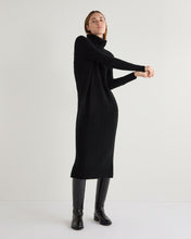 Load image into Gallery viewer, N.Peal Women&#39;s Longline Cable Cashmere Dress Black
