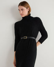 Load image into Gallery viewer, N.Peal Women&#39;s Longline Cable Cashmere Dress Black
