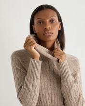 Load image into Gallery viewer, N.Peal Women&#39;s Longline Cable Cashmere Dress Oatmeal Brown
