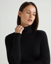 Load image into Gallery viewer, N.Peal Women's Superfine Cashmere Ribbed Roll Neck Jumper Black 
