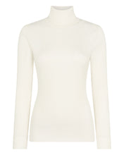Load image into Gallery viewer, N.Peal Women's Superfine Cashmere Ribbed Roll Neck Jumper New Ivory White
