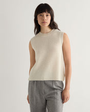 Load image into Gallery viewer, N.Peal Women&#39;s Rib Round Neck Cashmere Tank Top New Ivory White
