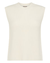 Load image into Gallery viewer, N.Peal Women&#39;s Rib Round Neck Cashmere Tank Top New Ivory White
