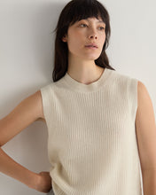 Load image into Gallery viewer, N.Peal Women&#39;s Rib Round Neck Cashmere Tank Top New Ivory White
