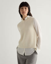 Load image into Gallery viewer, N.Peal Women&#39;s Rib Round Neck Cashmere Tank Top New Ivory White
