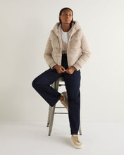 Load image into Gallery viewer, N.Peal Women&#39;s Eva Birdseye Fur Hooded Jacket Ecru White
