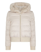 Load image into Gallery viewer, N.Peal Women&#39;s Eva Birdseye Fur Hooded Jacket Ecru White
