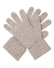 Load image into Gallery viewer, N.Peal Women's Ribbed Cashmere Gloves Basilica Beige Brown Marl
