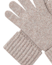 Load image into Gallery viewer, N.Peal Women's Ribbed Cashmere Gloves Basilica Beige Brown Marl
