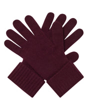 Load image into Gallery viewer, N.Peal Women's Ribbed Cashmere Gloves Bordeaux Red
