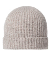 Load image into Gallery viewer, N.Peal Unisex Ribbed Cashmere Hat Basilica Beige Brown Marl
