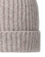 Load image into Gallery viewer, N.Peal Unisex Ribbed Cashmere Hat Basilica Beige Brown Marl
