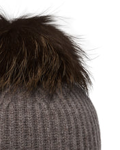 Load image into Gallery viewer, N.Peal Unisex Ribbed Cashmere Hat With Detachable Pom Otter Brown
