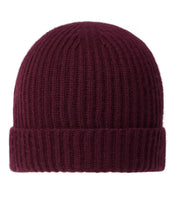 Load image into Gallery viewer, N.Peal Unisex Ribbed Cashmere Hat Bordeaux Red
