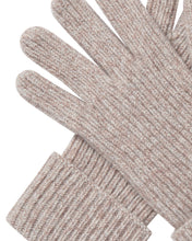 Load image into Gallery viewer, N.Peal Men's Ribbed Cashmere Gloves Basilica Beige Brown Marl
