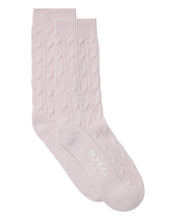 Load image into Gallery viewer, N.Peal Women's Cable Cashmere House Socks Chalk Pink
