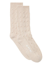 Load image into Gallery viewer, N.Peal Women's Cable Cashmere House Socks Ecru White
