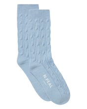 Load image into Gallery viewer, N.Peal Women's Cable Cashmere House Socks Sea Mist Blue
