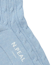 Load image into Gallery viewer, N.Peal Women's Cable Cashmere House Socks Sea Mist Blue
