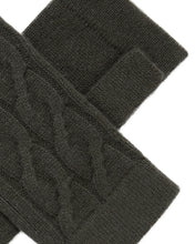 Load image into Gallery viewer, N.Peal Women's Cable Fingerless Cashmere Gloves Arabica Khaki Green
