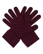 Load image into Gallery viewer, N.Peal Women's Cable Cashmere Gloves Bordeaux Red
