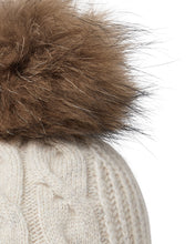 Load image into Gallery viewer, N.Peal Women's Cable Cashmere Hat With Fur Pom Ash Grey Marl
