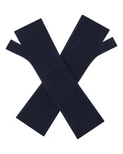 Load image into Gallery viewer, N.Peal Women's Long Cashmere Wristwarmers Navy Blue
