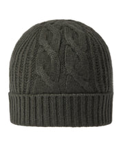 Load image into Gallery viewer, N.Peal Women's Cable Rib Cashmere Hat Arabica Khaki Green
