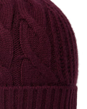 Load image into Gallery viewer, N.Peal Women's Cable Rib Cashmere Hat Bordeaux Red

