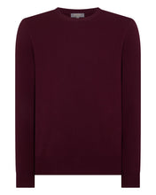 Load image into Gallery viewer, N.Peal Men's Oxford Round Neck Cashmere Jumper Bordeaux Red
