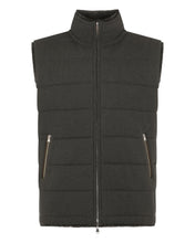 Load image into Gallery viewer, N.Peal Men's Vermont Fur Lined Gilet Arabica Khaki Green
