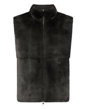 Load image into Gallery viewer, N.Peal Men's Vermont Fur Lined Gilet Arabica Khaki Green
