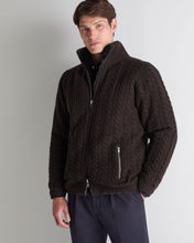 Load image into Gallery viewer, N.Peal Men's Aspen Cashmere Cable Fur Cardigan Chocolate Brown
