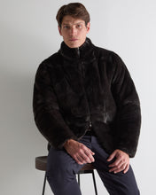 Load image into Gallery viewer, N.Peal Men's Aspen Cashmere Cable Fur Cardigan Chocolate Brown
