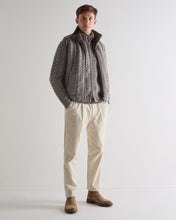 Load image into Gallery viewer, N.Peal Men's Richmond Cable Cashmere Cardigan Soft Truffle Brown Marl
