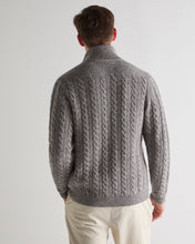 Load image into Gallery viewer, N.Peal Men's Richmond Cable Cashmere Cardigan Soft Truffle Brown Marl
