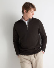 Load image into Gallery viewer, N.Peal Men's Carnaby Half Zip Cashmere Jumper Chocolate Brown
