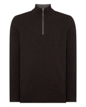 Load image into Gallery viewer, N.Peal Men's Carnaby Half Zip Cashmere Jumper Chocolate Brown

