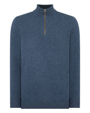 Load image into Gallery viewer, N.Peal Men's Carnaby Half Zip Cashmere Jumper Light Denim Blue
