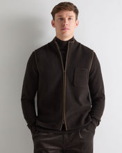 Load image into Gallery viewer, N.Peal Men's Shaftesbury Suede Trim Cashmere Gilet Chocolate Brown
