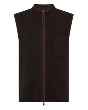 Load image into Gallery viewer, N.Peal Men's Shaftesbury Suede Trim Cashmere Gilet Chocolate Brown
