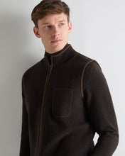 Load image into Gallery viewer, N.Peal Men's Shaftesbury Suede Trim Cashmere Gilet Chocolate Brown
