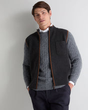 Load image into Gallery viewer, N.Peal Men's Shaftesbury Suede Trim Cashmere Gilet Deep Charcoal Grey
