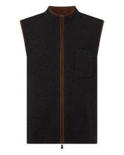 Load image into Gallery viewer, N.Peal Men's Shaftesbury Suede Trim Cashmere Gilet Deep Charcoal Grey
