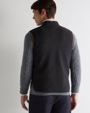 Load image into Gallery viewer, N.Peal Men's Shaftesbury Suede Trim Cashmere Gilet Deep Charcoal Grey
