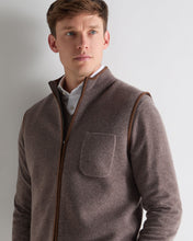 Load image into Gallery viewer, N.Peal Men's Shaftesbury Suede Trim Cashmere Gilet Otter Brown
