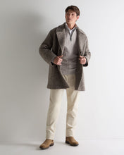 Load image into Gallery viewer, N.Peal Men's Albemarle Cable Half Zip Cashmere Jumper Nougat Brown Marl

