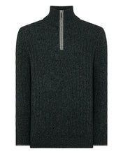 Load image into Gallery viewer, N.Peal Men's Albemarle Cable Half Zip Cashmere Jumper Green Melange
