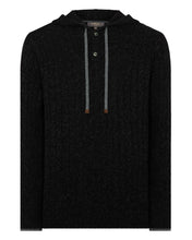 Load image into Gallery viewer, N.Peal Men's Fitzrovia Cable Cashmere Hoodie Charcoal Grey Melange
